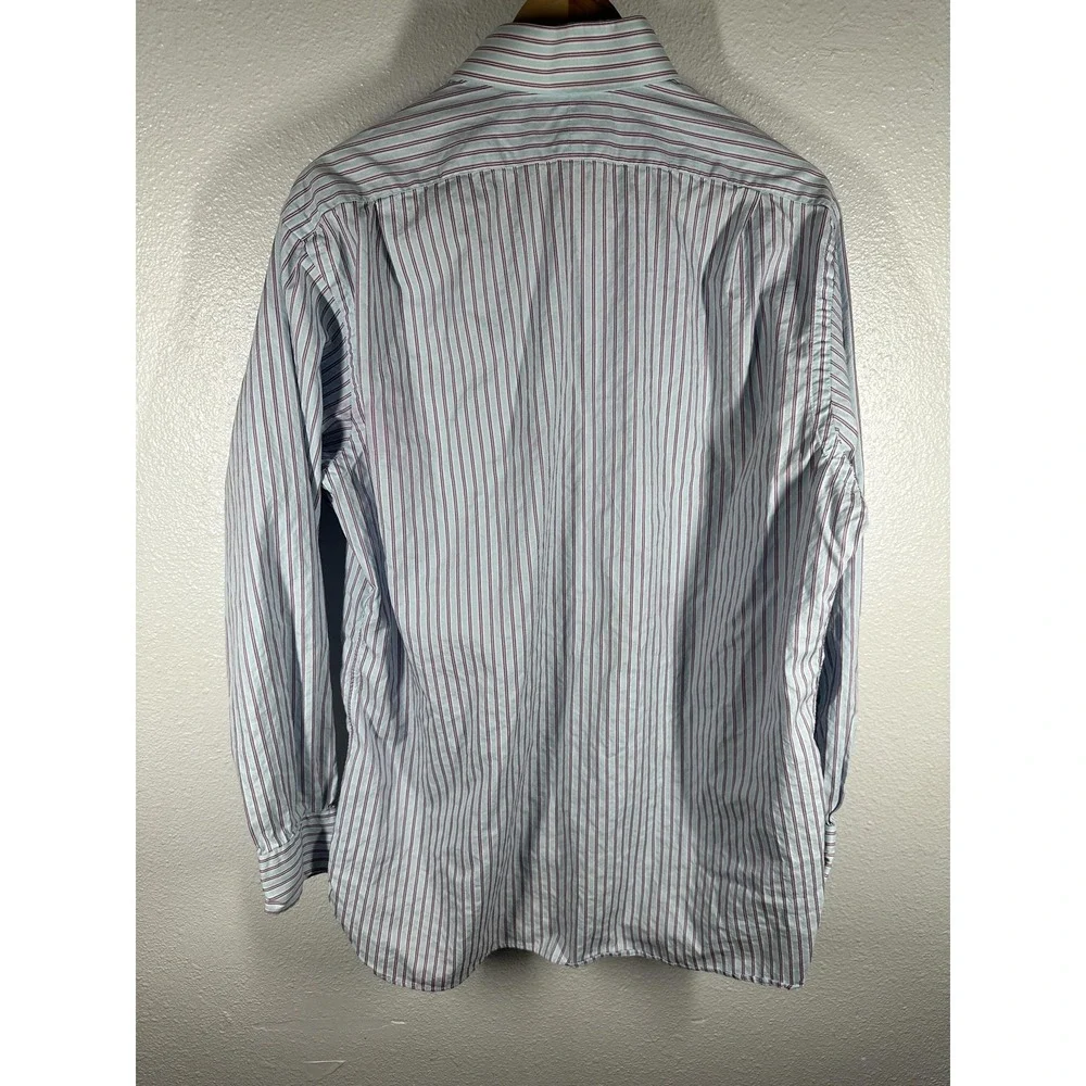 Polo Ralph Lauren Shirt Mens 16.5 Blue Stripe Regent Button Front‎ Long Sleeve